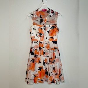 Betsy Johnson. Size 0. Warm weather dress. White w/ peach flowers.